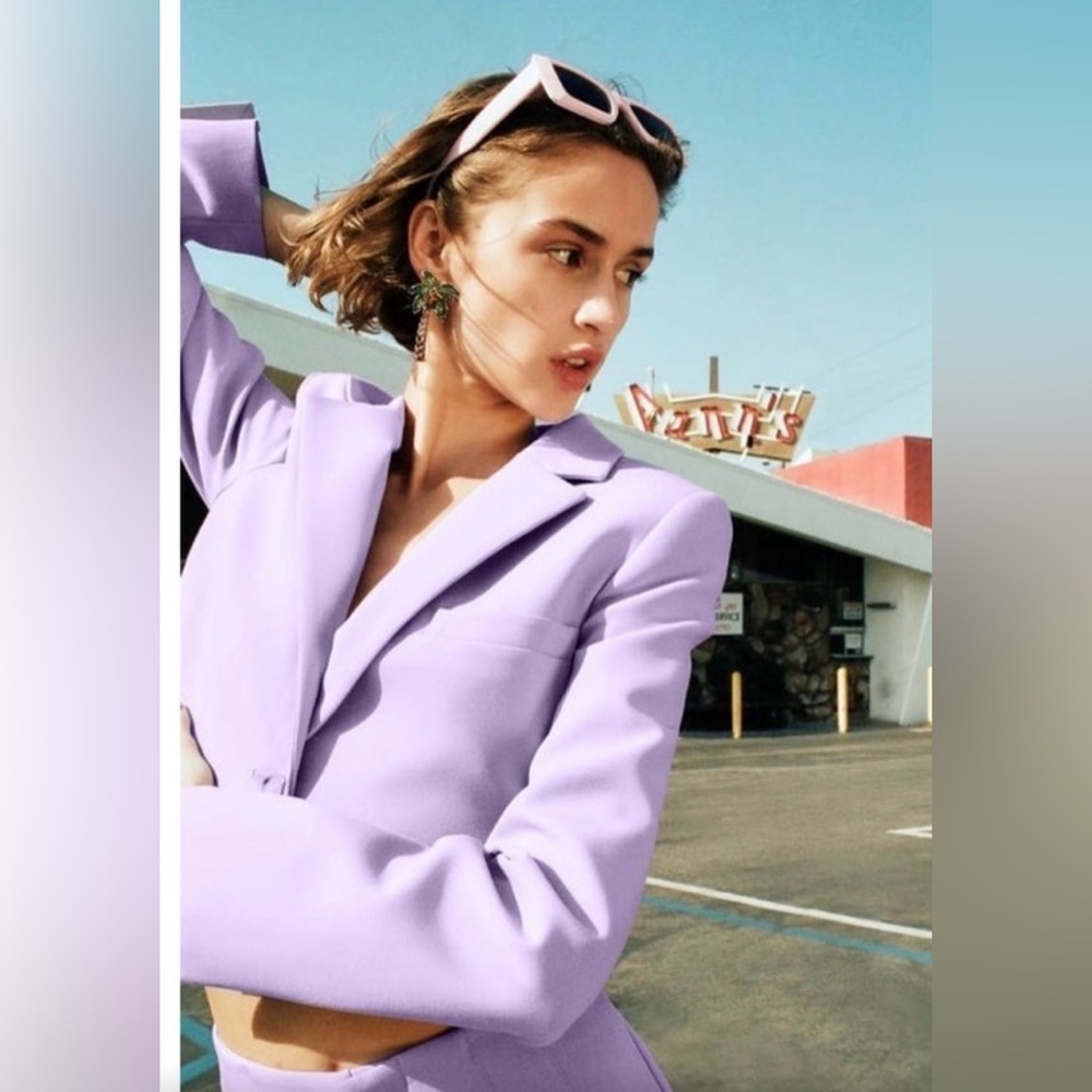 Zara Lilac Crop Blazer Size S